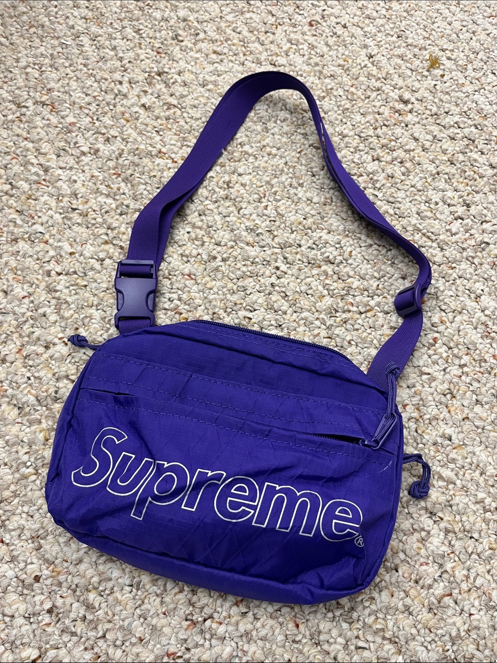 Supreme Deep Purple Crossbody Bag with White Logo